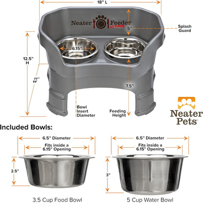 Neater Feeder Deluxe with Leg Extensions (Medium, Gunmetal Grey)
