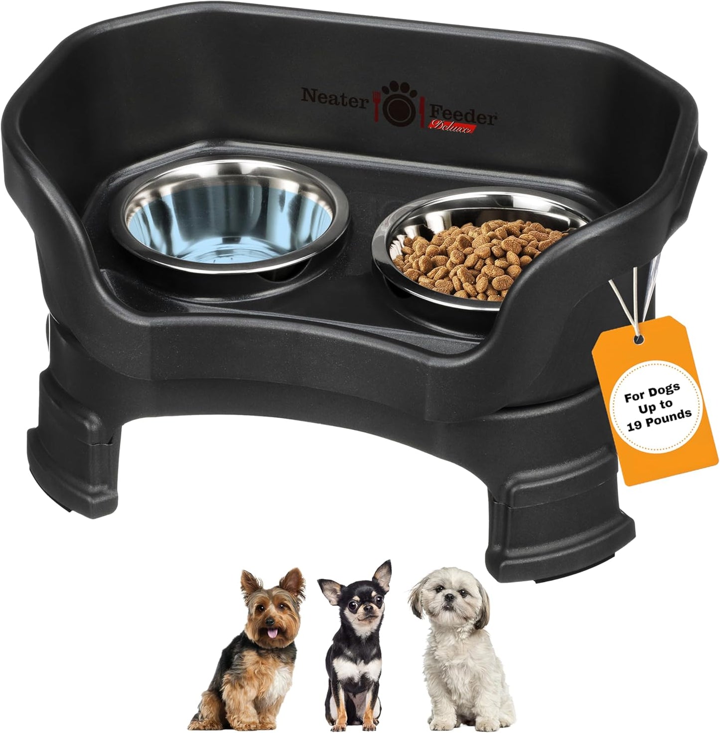 Neater Feeder Deluxe with Leg Extensions (Small, Midnight Black)